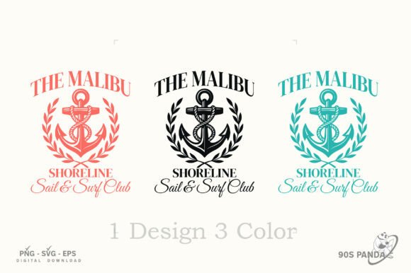 Anchor Malibu Surf Club Graphics for Crafts & Branding