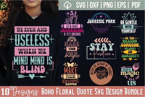 Boho Floral Quote SVG Design Bundle: Graphics for Crafts & Branding