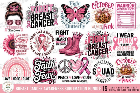 Breast Cancer Awareness Bundle: Graphics & Crafts