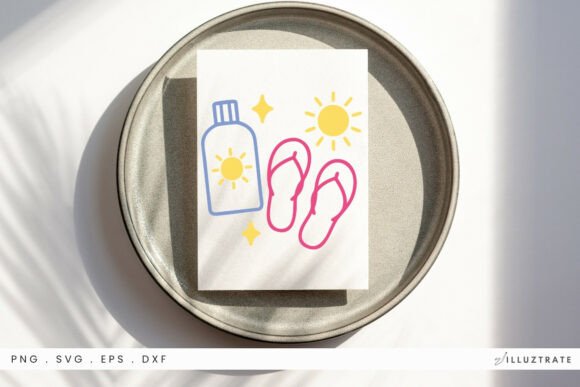 Flip Flops and Suncream SVG Clipart: Graphics for Crafts & Branding