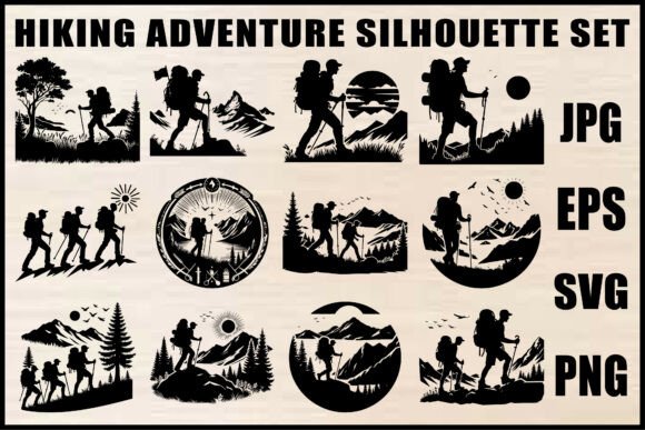 Hiking Adventure Vector Set: Graphics for Crafts Brands