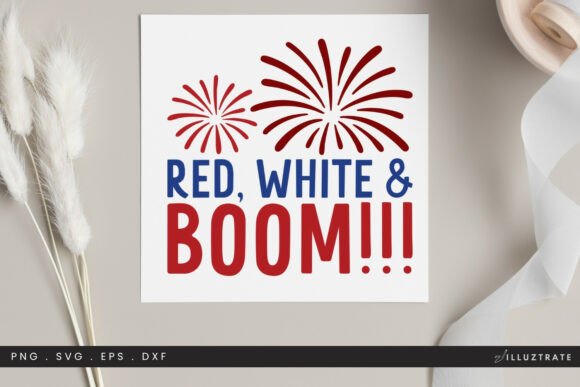 Red White Boom SVG Clipart for Crafts & Graphics
