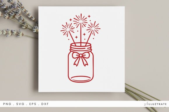 Sparklers Jar SVG Clipart: Graphics for Crafts & Content