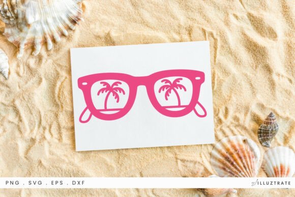 Sunglasses with Palm Tree SVG Clipart: Graphics for Crafts